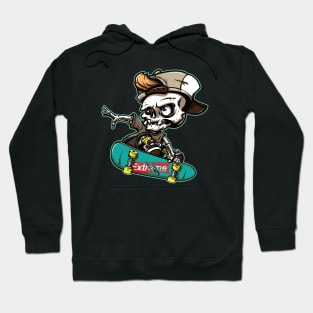 Gift for a Skateboarder, Skateboarding Skeleton, Hand-Drawn Style Hoodie